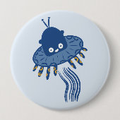 Blauwe Kawaii octopus ufo Ronde Button 4,0 Cm (Voorkant)