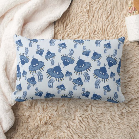 Blauwe Kawaii octopus ufo-Sierkussen Kussen (Deken)