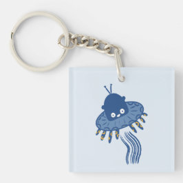 Blauwe Kawaii octopus ufo Sleutelhanger