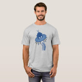 Blauwe Kawaii octopus ufo T-shirt (Voorkant volledig)