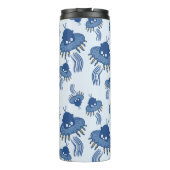 Blauwe Kawaii octopus ufo Thermosbeker (Achterkant)