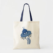 Blauwe Kawaii octopus ufo Tote Bag (Voorkant)