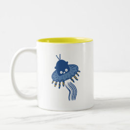 Blauwe Kawaii octopus ufo Tweekleurige Koffiemok