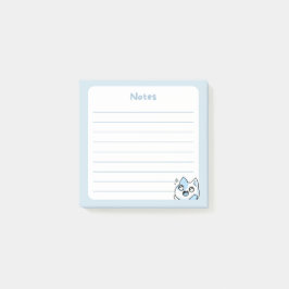 Blauwe Kawaii Opgewonden kitty Cat met Sprankelend Post-it® Notes