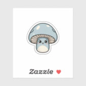 Blauwe kawaii-paddenstoel sticker (Vel)