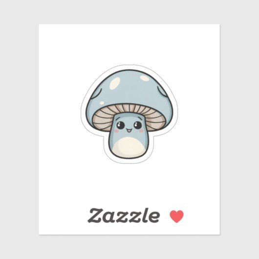 Blauwe kawaii-paddenstoel sticker (Vel)