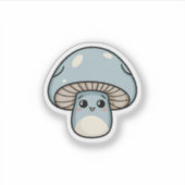 Blauwe kawaii-paddenstoel sticker (Voorkant)