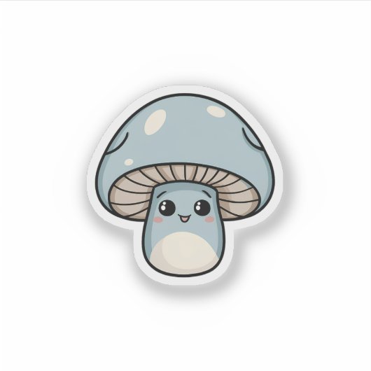 Blauwe kawaii-paddenstoel sticker