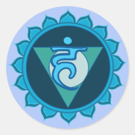 Blauwe keel Chakra Visuddha Classic Ronde Sticker