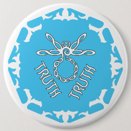 Blauwe Keel Chakra "Waarheid" Libel Witte BG Ronde Button 6,0 Cm