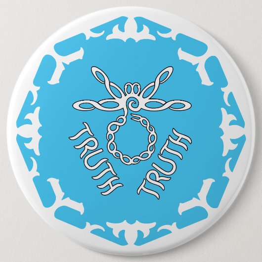 Blauwe Keel Chakra "Waarheid" Libel Witte BG Ronde Button 6,0 Cm (Voorkant)