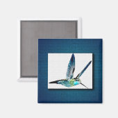 Blauwe keelvogel magneet (Voorkant / Achterkant)