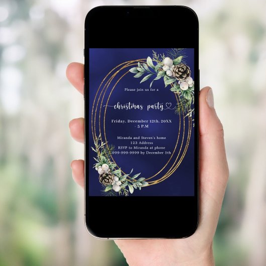 Blauwe kegel grenen groen goud kerstfeest kaart