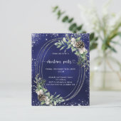 Blauwe kegeldennen glitter Kerstfeest uitnodiging (Staand voorkant)