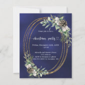 Blauwe kegeldennengroen Kerstfeest uitnodiging (Voorkant)