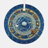 Blauwe Keltische dierentuin Astrology Signs Gold Glas Ornament (Achterkant)
