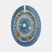 Blauwe Keltische dierentuin Astrology Signs Gold Glas Ornament (Voorkant links)