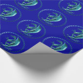 Blauwe Keltische Draak Cadeaupapier (Hoek)