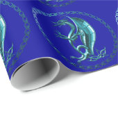 Blauwe Keltische Draak Cadeaupapier (Rol Hoek)