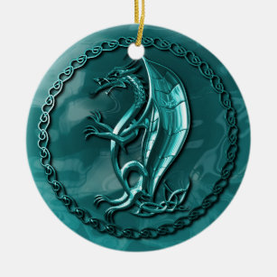 Blauwe Keltische draak Keramisch Ornament