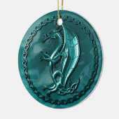 Blauwe Keltische draak Keramisch Ornament (Links)