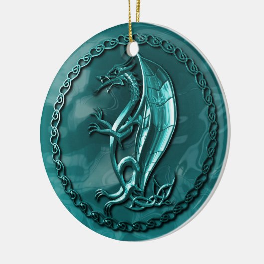 Blauwe Keltische draak Keramisch Ornament (Links)