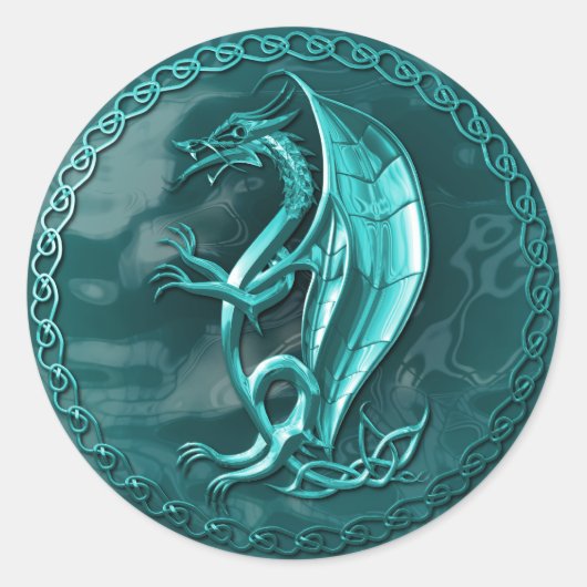 Blauwe Keltische Dragon Sticker (Voorkant)
