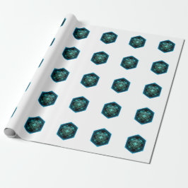 Blauwe Keltische Knoop In Een Zeshoekig Blauw Fram Cadeaupapier