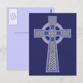 Blauwe Keltische Kruis Briefkaarten (Voorkant / Achterkant)