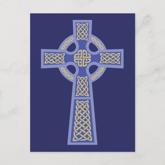 Blauwe Keltische Kruis Briefkaarten (Voorkant)