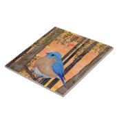 Blauwe Keramische Tegel, Groot Tegeltje (Zijkant)