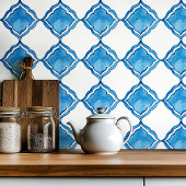 Blauwe keramische tegel met mediterrane handbeschi tegeltje