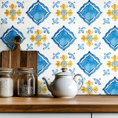 Blauwe keramische tegel met mediterrane handbeschi tegeltje