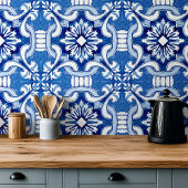 Blauwe keramische tegel met mediterrane handbeschi tegeltje