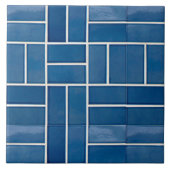 Blauwe keramische tegels lijken op patroon tegeltje (Voorkant)