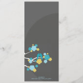 Blauwe Kersenbloesems Sakura Liefdesvogels Trouwen Menu (Achterkant)