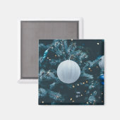 Blauwe kerst Bauble Magneet (Voorkant / Achterkant)