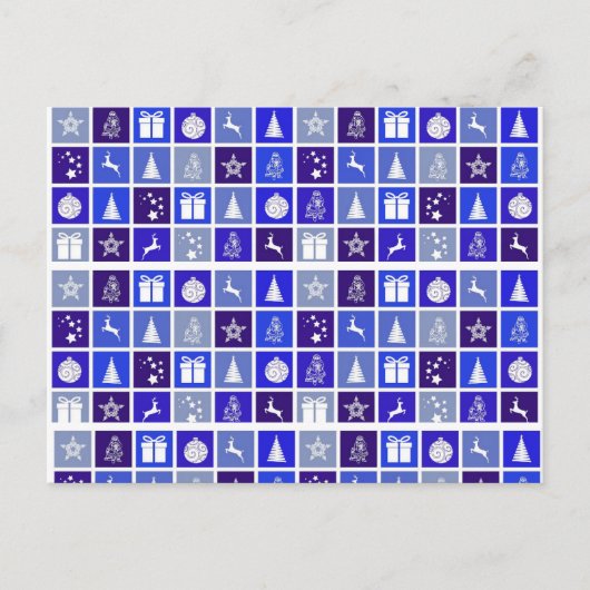 Blauwe kerst briefkaart (Voorkant)