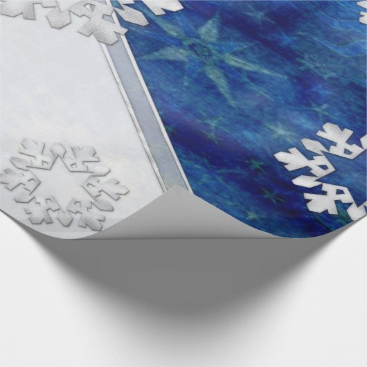 Blauwe kerst cadeaupapier (Hoek)