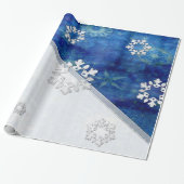 Blauwe kerst cadeaupapier (Uitgerold)