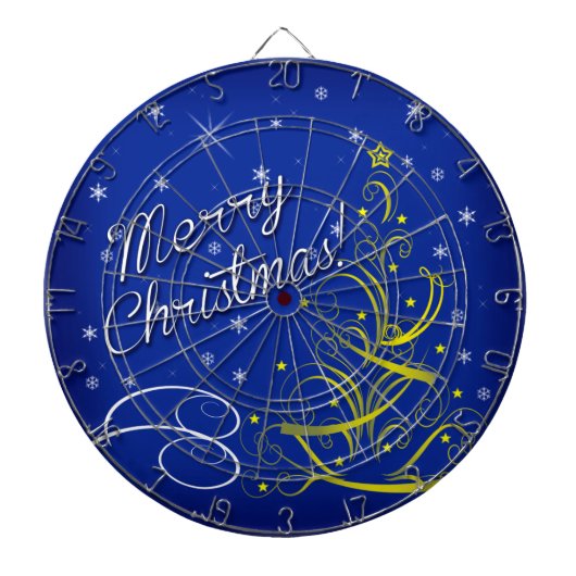 Blauwe kerst dartbord (Voorkant)
