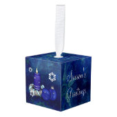 Blauwe kerst decoratie (Voorkant hoekig)