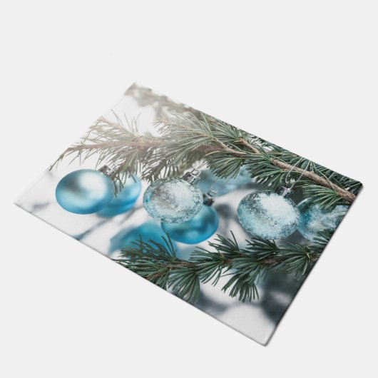 Blauwe kerst deurmat (Schuin)
