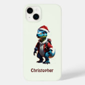 Blauwe kerst dinosaurus Case-Mate iPhone case (Achterkant)