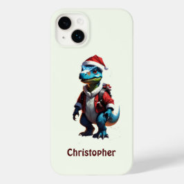Blauwe kerst dinosaurus Case-Mate iPhone 14 plus hoesje