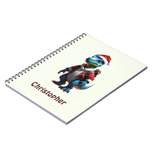 Blauwe kerst dinosaurus notitieboek (Linkerzijde)