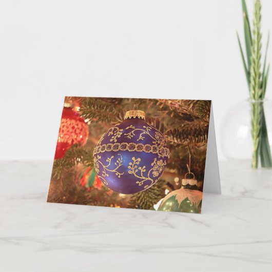 Blauwe kerst feestdagen kaart (Voorkant)