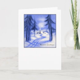 Blauwe kerst feestdagen kaart