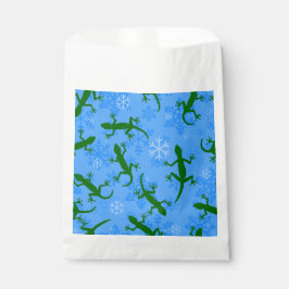 Blauwe kerst gekko's reptiel sneeuwvlokken bedankzakje