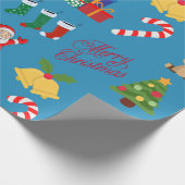 Blauwe Kerst Iconen Wrapping Papier (Hoek)